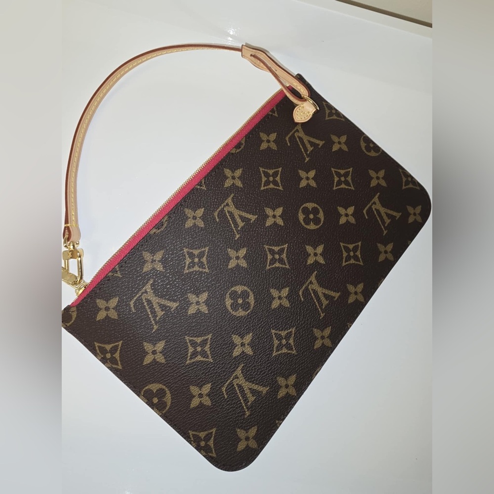 Louis Vuitton Monogram Wristlet with Pink Accent